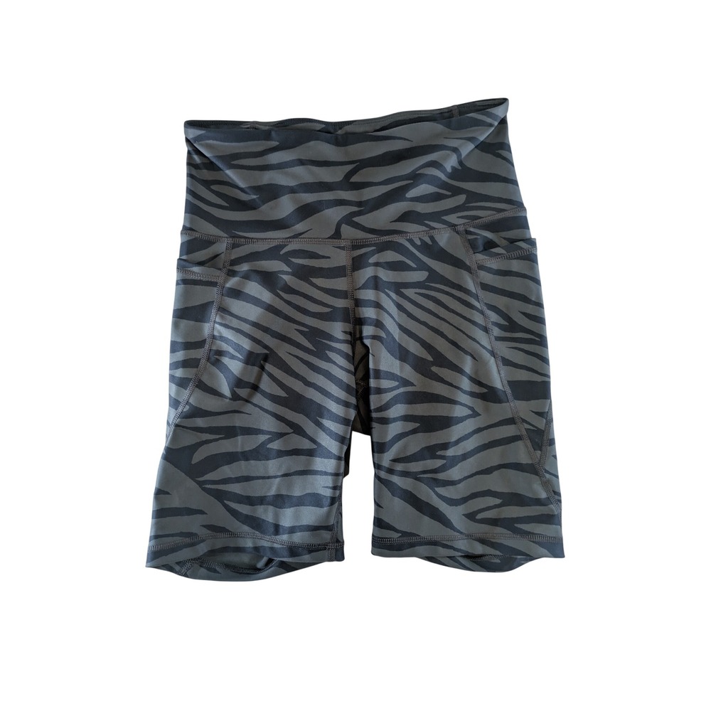 Old Navy Active Powersoft Zebra Print High Waisted Biker Shorts Gray Black M